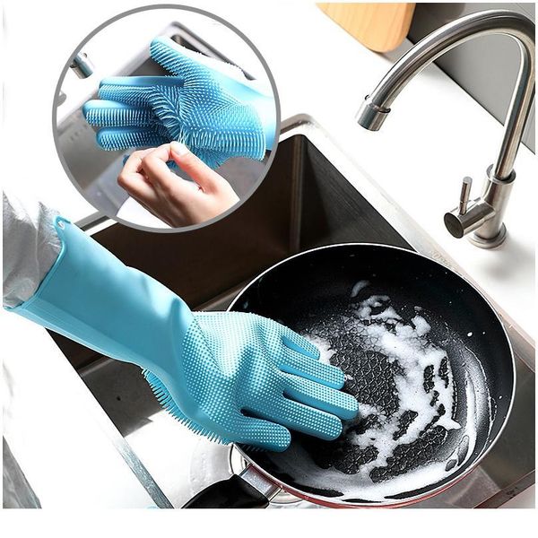 

1pair sile cleaning gloves gloves kitchen magic sile dish washing glove for household scrubber rubber kitchen cl sqcdmn