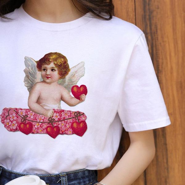 

angel kawaii harajuku t shirt women ullzang vintage angels korean style t shirt 90s aesthetic grunge tshirt funny tee female jllmed, White