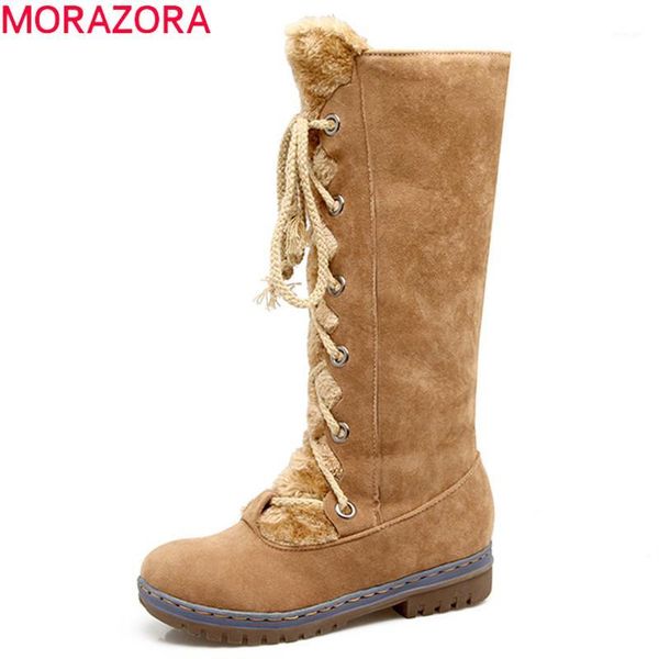 

boots morazora 2021 large size 34-46 fashion keep warm snow low heel round toe winter women comfortable mid calf1, Black
