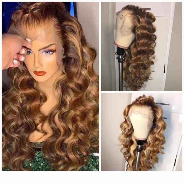 

ombre выделите blonde цветные человеческих волос парики pre щипковых фронта шнурка человеческих волос парики 13 * 4 remy парик body wave лоб, Black;brown