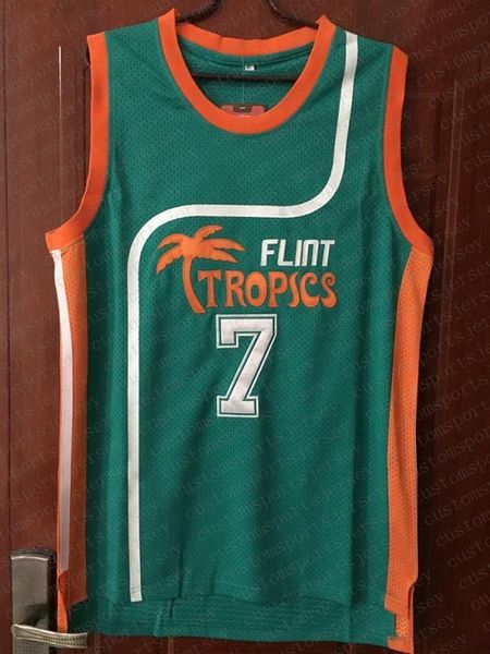 Kaffeeschwarzer Jersey Flint Tropics Semi Pro Movie genähter Jersey Passen Sie eine beliebige Namensnummer an, Basketballtrikot für Männer, Frauen, Jugend