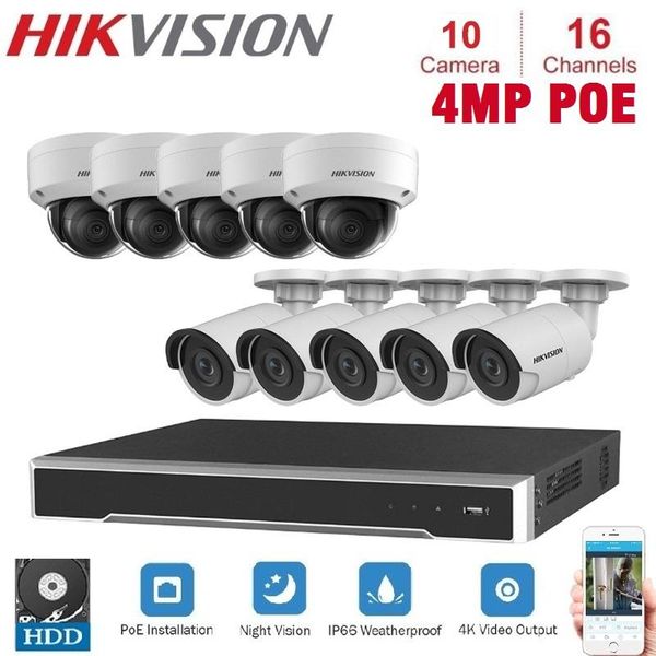 

wireless camera kits network hikvision security ds-7616ni-k2/16 p 16ch nvr + 5pcs ds-2cd2143g0-is ds-2cd2043g0-i 4mp ip kit