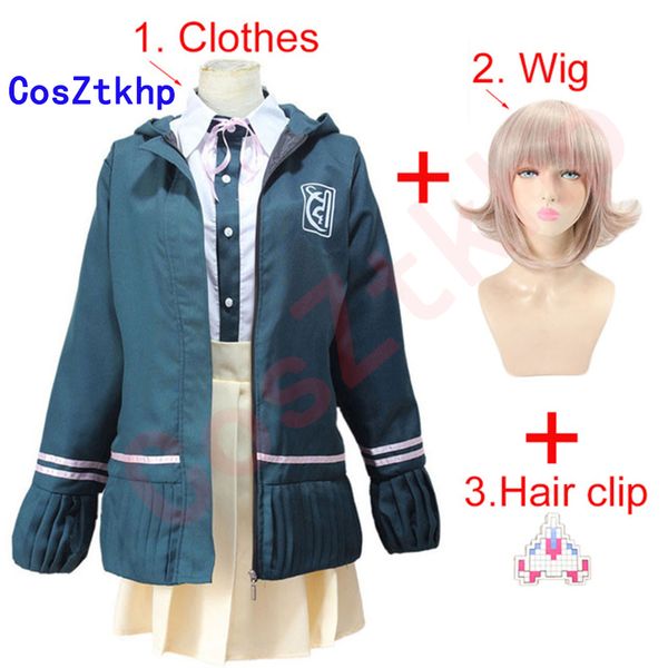 

theme costume new high school students uniform anime danganronpa nanami chiaki cosplay costume long-sleeved jacket short skirt loli skir, Black;red