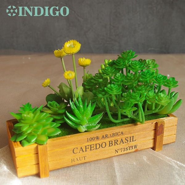 

- artificial succulent plant (9pcs+1 wood plate)/set yellow dandelion flower bonsai table decoration decorative flowers & wreaths