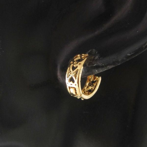 

foromance /4 styles available - yellow gold gp huggie hoop 14mm dia small earring dragon/ bird/heart earring, Golden;silver
