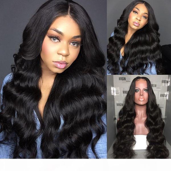 

brazilian pre plucked full lace human hair wigs with baby hair glueless non-remy hair water wave natural black for women, Black;brown