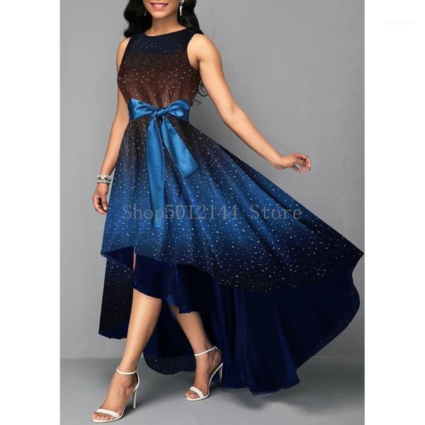 

summer dress women 2020 elegant luxury starry sky print long party dress casual plus size slim ball gown maxi dresses 5xl1, Black;gray