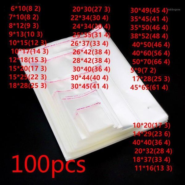 

gift wrap 100pcs self-adhesive cellophane bag self sealing small plastic bags for candy packing resealable cookie packaging pouch1