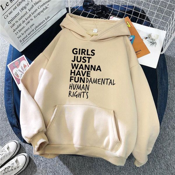

letter print loose sweatshirts feminist sweaters women girls i just want to have essential human rights camisa de entrenamiento, Black