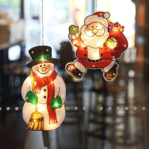 

led light christmas ornament indoor xmas lights christmas decoration copper xmas table snowman elk shape window suction lights