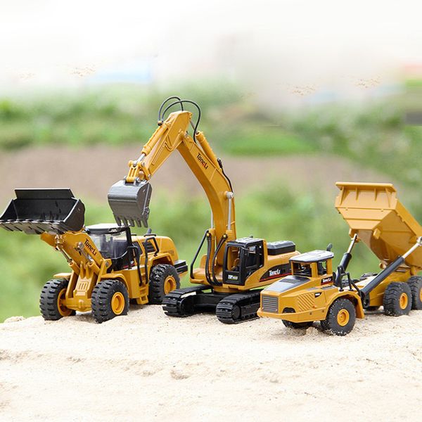 High Simulation Liga Brinquedos 1:50 Escala Die-lançada padrão Hidráulico Navvy Loader Bulldozer Engineering Engineering Carro Meninos Presentes LJ200930