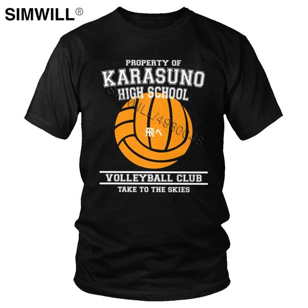 

sport property of karasuno high school volleyball club t-shirt men short sleeve japanese manga haikyuu shirt casual cotton tee