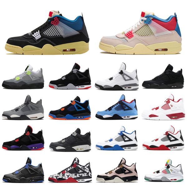 

4 4s jumpman men shoes union black uava ice sail neon bred metallic pack cement cactus jack mens trainers sports sneakers