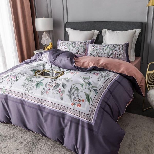 

tutubird europe egyptian cotton bedding set soft satin floral pastoral linen strawberry leaf cactus print duvet cover bedspread