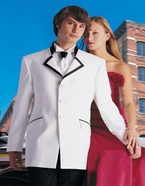 

2020 fashion men suits three buttons people's wedding dress the groom wear a suit prom dress(jacket+pants, White;black
