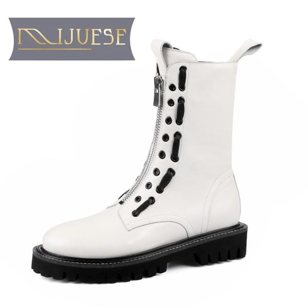 

mljuese 2021 women ankle boots soft cow leather winter short plush zippers round toe low heel equestrian boots party dress, Black