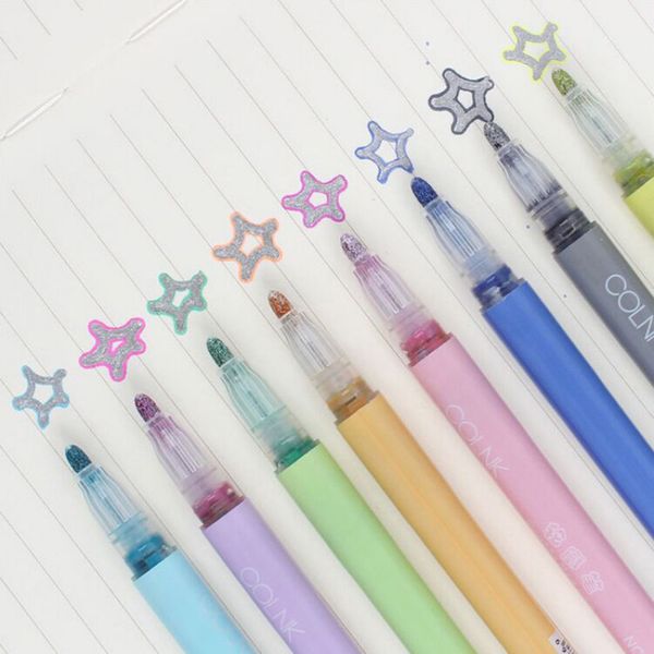 

8Pcs/Set Double Head Marker Pens Colorful Students Highlighter Pens Soft Brush Painting Office School Art stationery Supplies