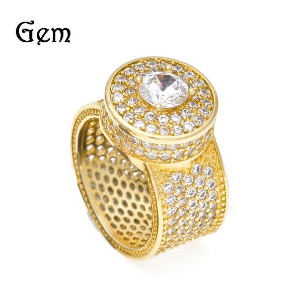 

classic hip hop men's gold plated zircon big ring fashion jewelry, Silver