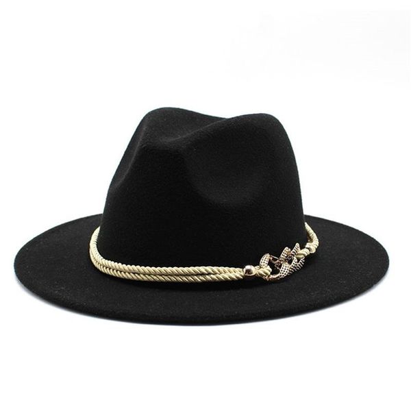 

fedora hat fall hats for women rope metal artificial wool jazz cap wide brim ladies hats elegant black red fedoras, Blue;gray