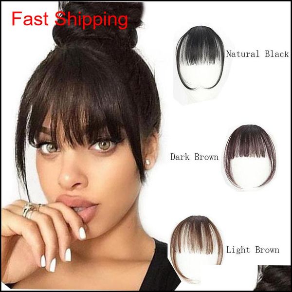 

100% real human hair clip in bangs clip on bangs extension hand tied hair e qylxff nana_shop, Black