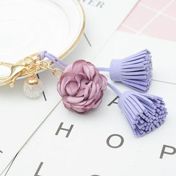 

cute flower keychain with tassel bag pendant bag holder for women bag flower charm key chain buckle key ring eh850 h sqcdpg, Silver