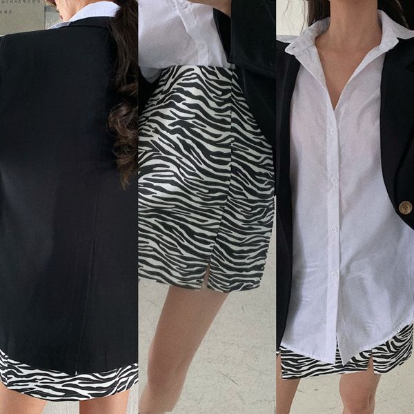 

hanfeng early button coat autumn black suit button coat street p zebra high waist skirt fe3rv, Gray