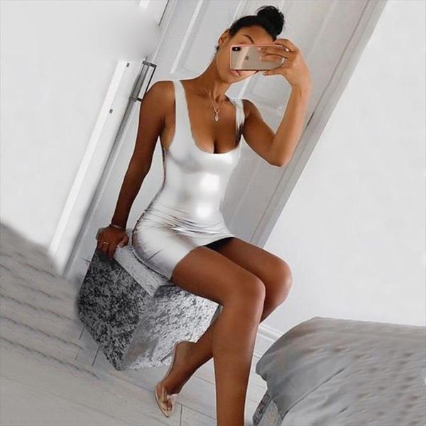 

2020 женское платье o шеи без рукавов без рукавов mini party платье vestidos sexy elegant streetwear club office, Black;gray