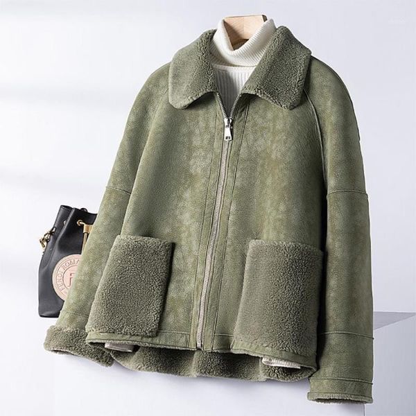 

2021 winter fur coat women turn-down collar clothes female casual jacket ladies teddy outerwear short thicken warm overcoat y3231, Black