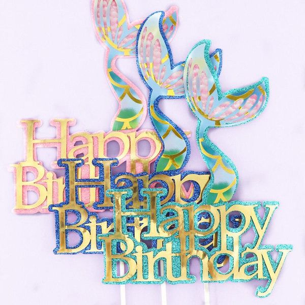 

ins cake er 1 pcs laser pink green mermaid tail starfish water grass cake ers for party decoration dessert lovely gifts