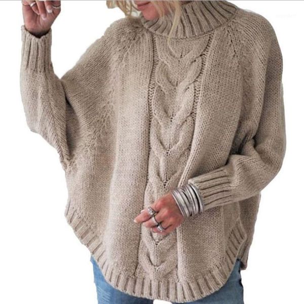 

2020 new women's sweater pullover solid knitted sweater for women autumn winter loose women's clothing casual turtleneck female1, White;black