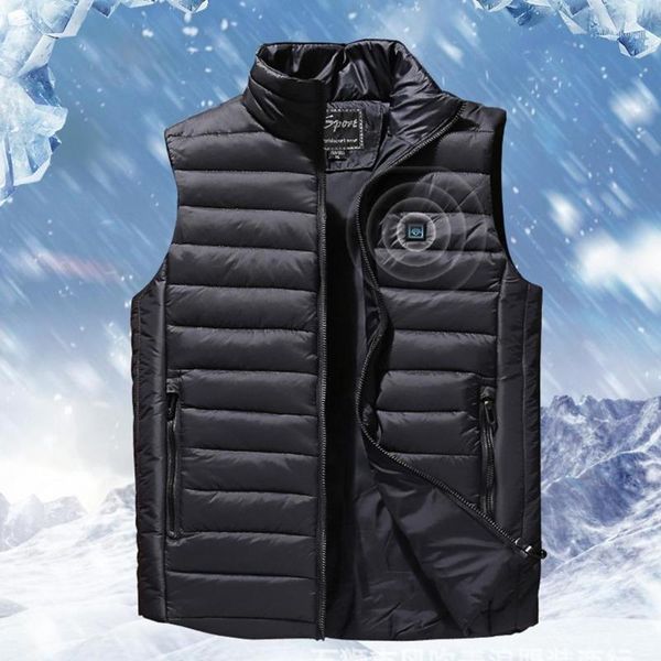 

outdoor t-shirts winter electric heating vest down cotton lining washable comfortable usb warm jacket for cycling camping sport1, Gray;blue