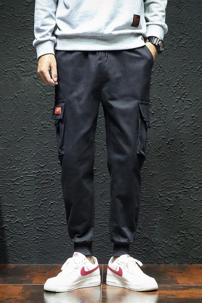 

men's overalls casual multi-pocket trousers plus plus-size stylish baggy jogger male 5xl, Black