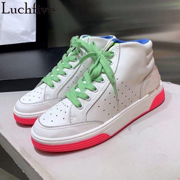 

lace up round toe casual ankle boots thick bottom platform shoes women runway leather boots femme white shoes woman, Black