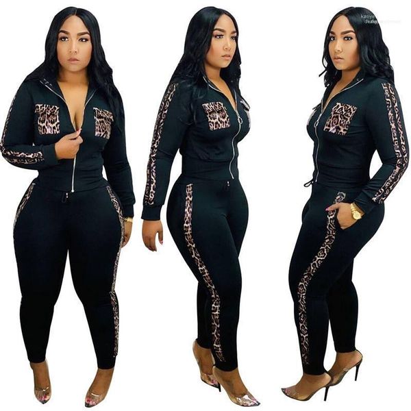 

outdoor womens apparel leopard print womens tracksuits cardigan panelled womens sport 2pcs set fashion gym, Gray