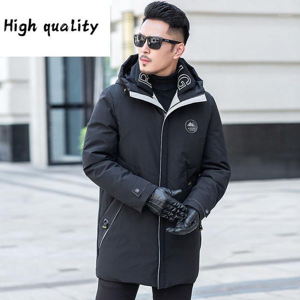 

new 2020 white duck down jacket winter coat men korean puffer jacket men down coat hooded warm parka abrigo1, Black