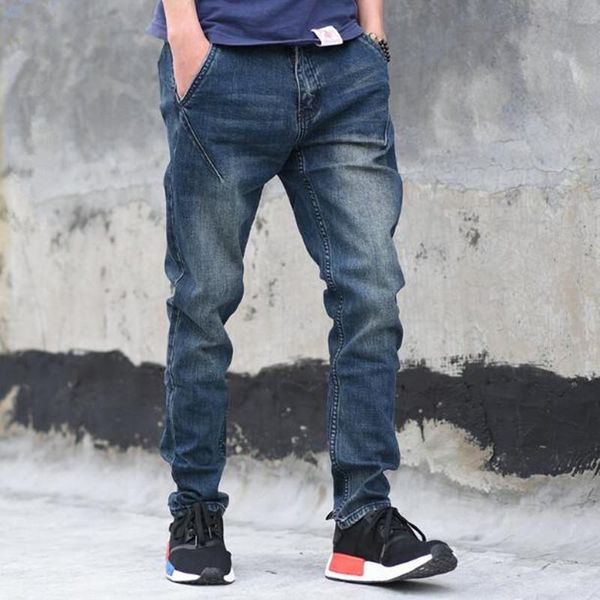 

гарем джинсы мужские повседневные хип-хоп джинсовые брюки уличные одежды свободно мешковатые брюки мужская одежда, Blue