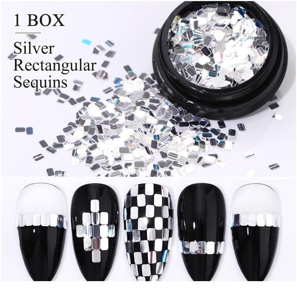 

1 box silver holographics nail glitter powder sequins colorful nail flakes sticker 3d diy nail sliders dust art dec jllipu, Silver;gold