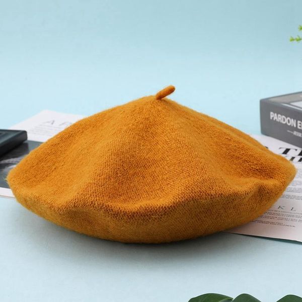 

berets womens beret wool french solid color beanie cap hat, Blue;gray