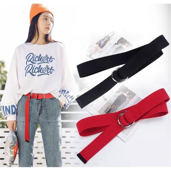 

fashion belt female canvas red simple wild decorative belt, Black;brown