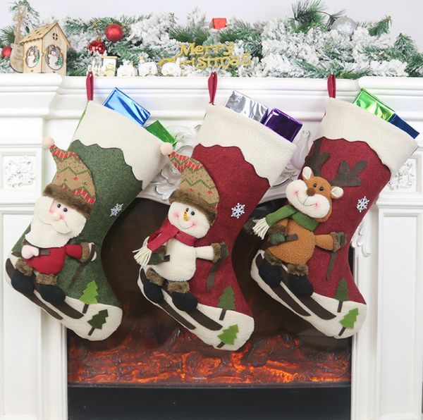 Gli ultimi 45 cm, calzini natalizi, decorazioni natalizie calzini di Babbo Natale appesi ornamenti sacchetto di caramelle, spedizione gratuita