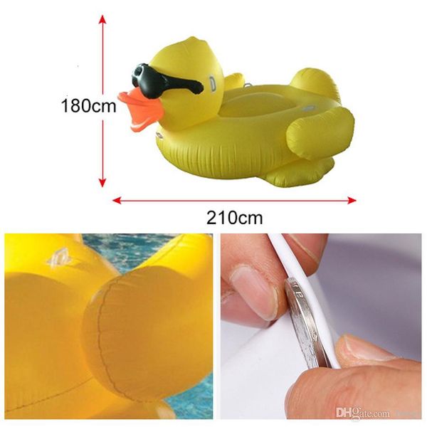 

inflatable yellow 82.6*70.8*43.3inch swimming pvc thicken giant duck pool floats tube raft dh1136