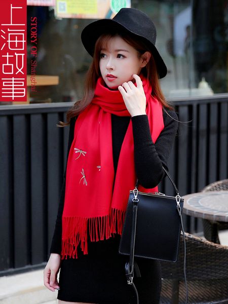 

shanghai story pure color scarves women autumn winter new korean shawls for all-purpose and versatile students' thickened warm neck, Blue;gray