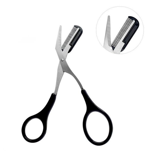 

1pcs eyebrow trimmer scissors comb eyelash hair scissors clips shaping eyebrow razor grooming wenk brauw trimmer 5 color