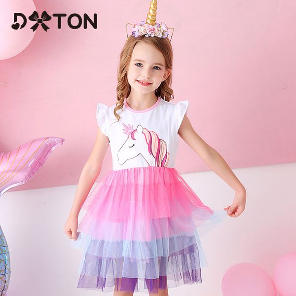 Dxton Kids Girls Dress 2019 Unicorn Summer Sundress Bambini Abiti per ragazze Costumi Cartoon Princess Dresses Abiti SH4590 MIX MIX LJ200923