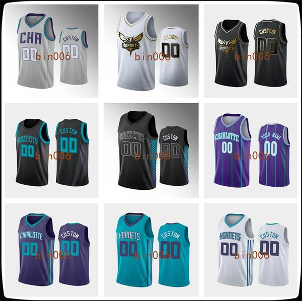 

пользовательский charlotte шершни мужчины женщины kid 100% вышивка город nba ассоциация джерси баскетбола заявление icon s-6xl, Black