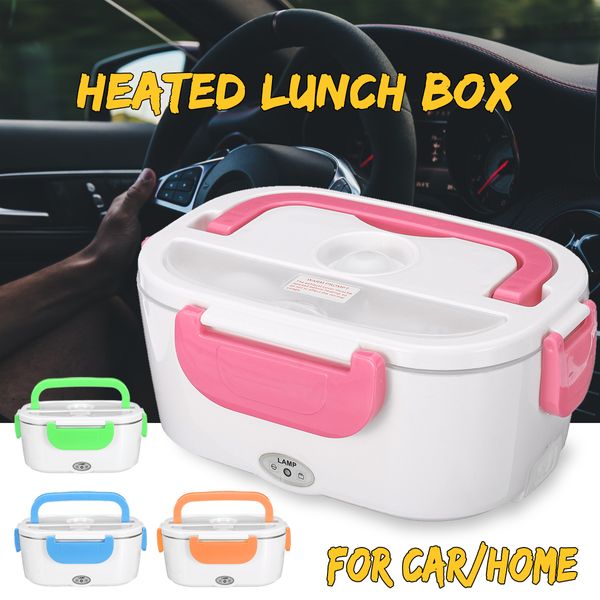 2 em 1 lancheira elétrica portátil casa de carro US Plug / UE Plug 12 V-24V 110V 220V Escola Bento Lunchbox Alimento Recipiente Aquecedor 201029