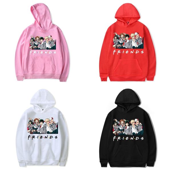 

friends oversized hoodie sweatshirt women men my hero academia friends polerone bluza damska korean clothe streetwear sweatshirt q0105, Black