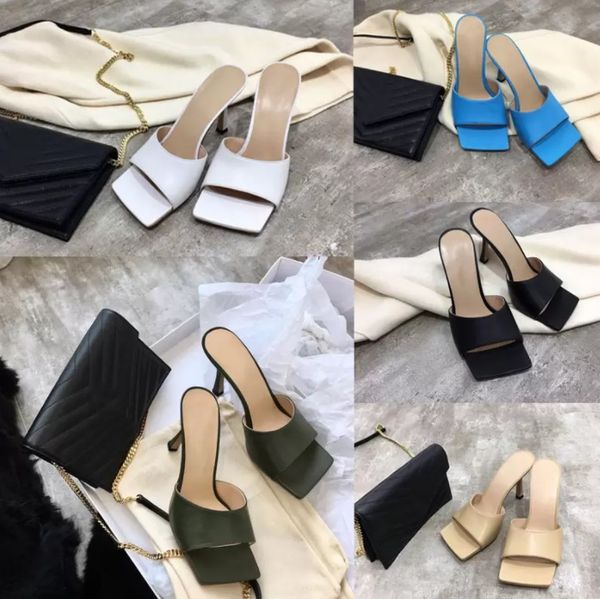 

designer sandals women flip flops nappa dream square toe stretch sandals ladies luxury casual slippers wedding woman high heels, Black