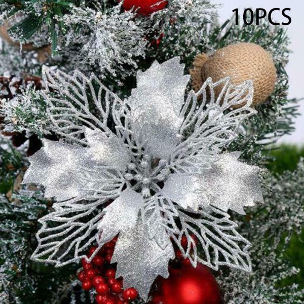 

xmas christmas flowers festival decoration home christmas 11cm glitter