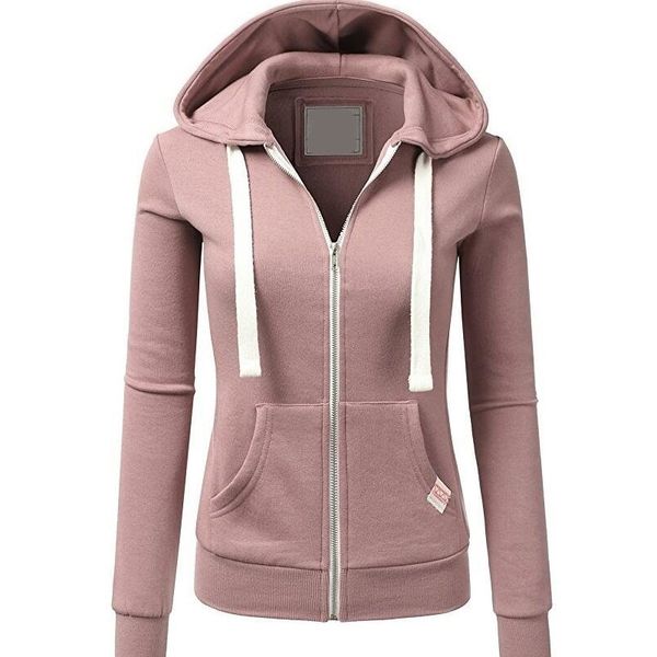 

harajuku women pink hoodies sweatshirt fashion zipper pocket hooded jacket outwear ladies solid slim pullover clothes moletom y200106, Black